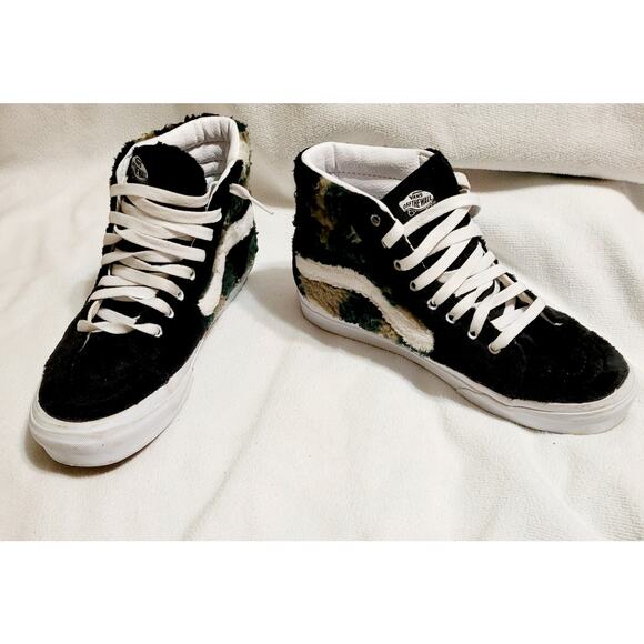 Vans unisex sk-8 Hi camo print sherpa black high top sneakers shoes - Picture 1 of 7